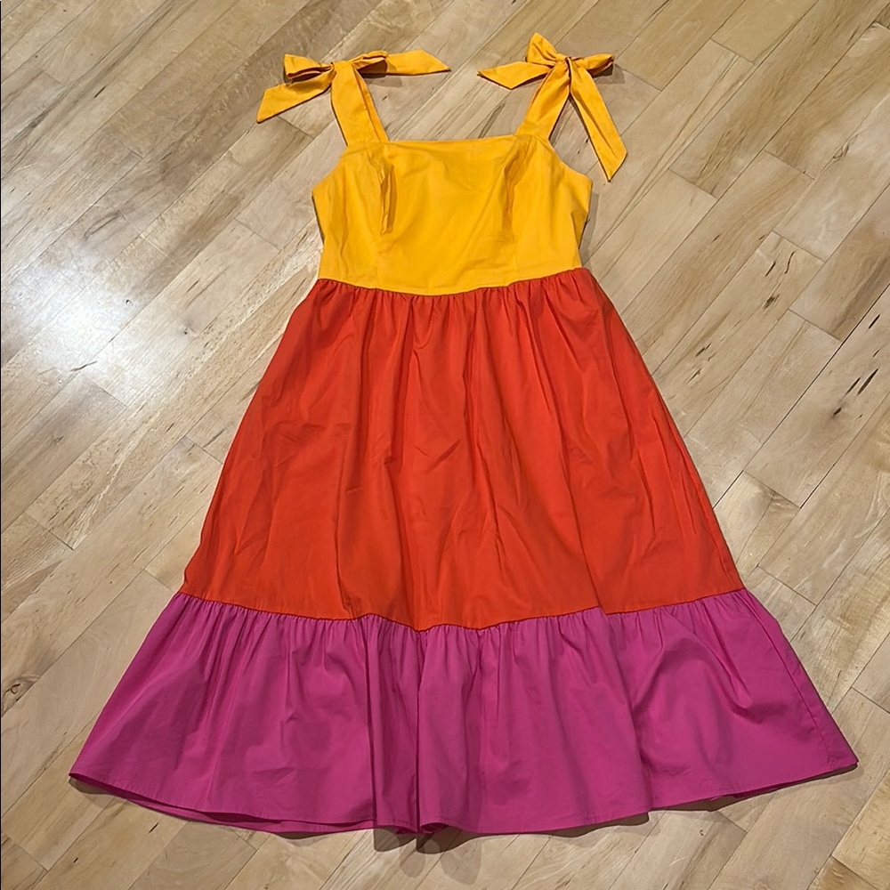 Marc New York Pink and Orange and Yellow Tiered Sundress